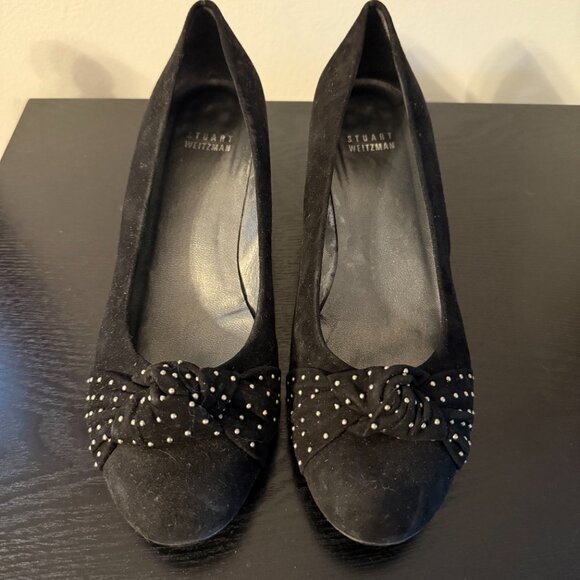 Stuart Weitzman Suede Kitten Heel Wedges - Women's Size 8 - Picture 2 of 5